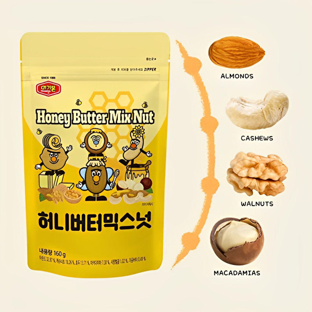 Hạt Tổng Hợp (Mix Nut) Tẩm Mật Bơ Ong Murgerbon Hàn Quốc 160g