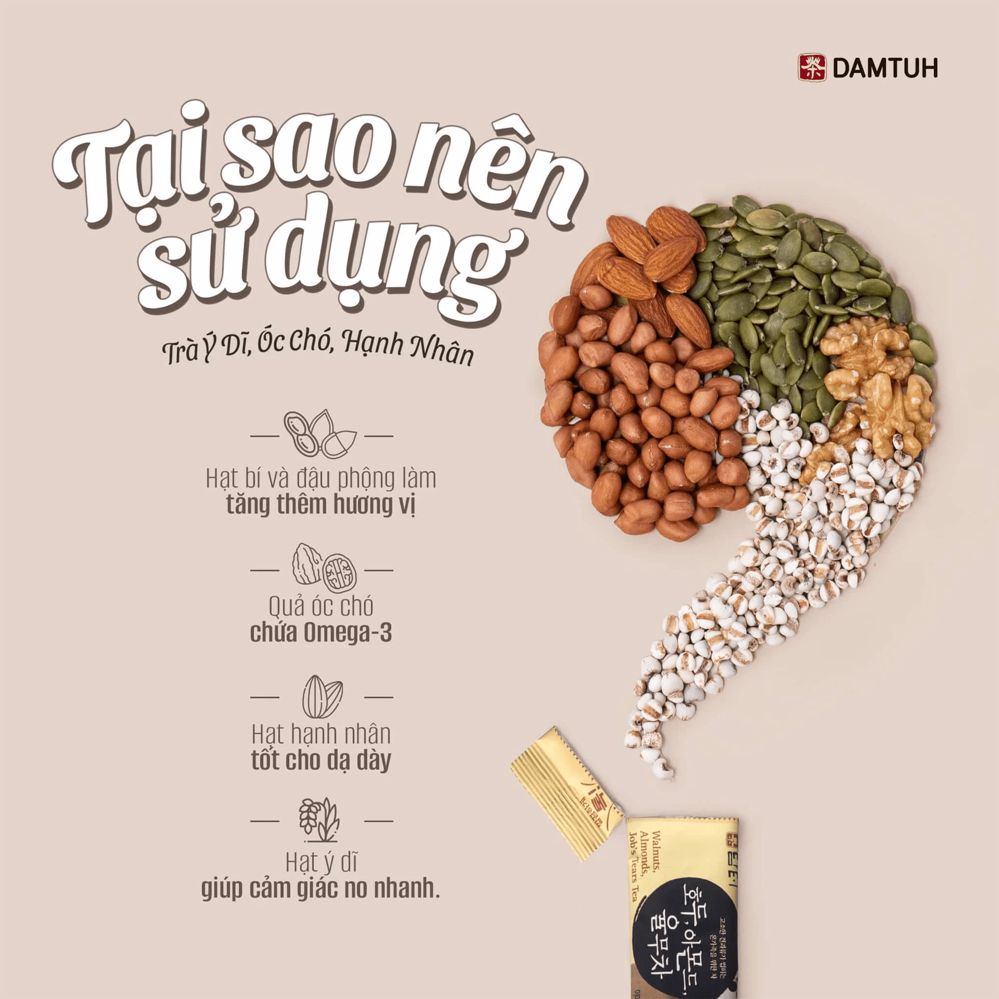 Bột Ngũ Cốc Damtuh Hàn Quốc 900g Hộp 50 Gói