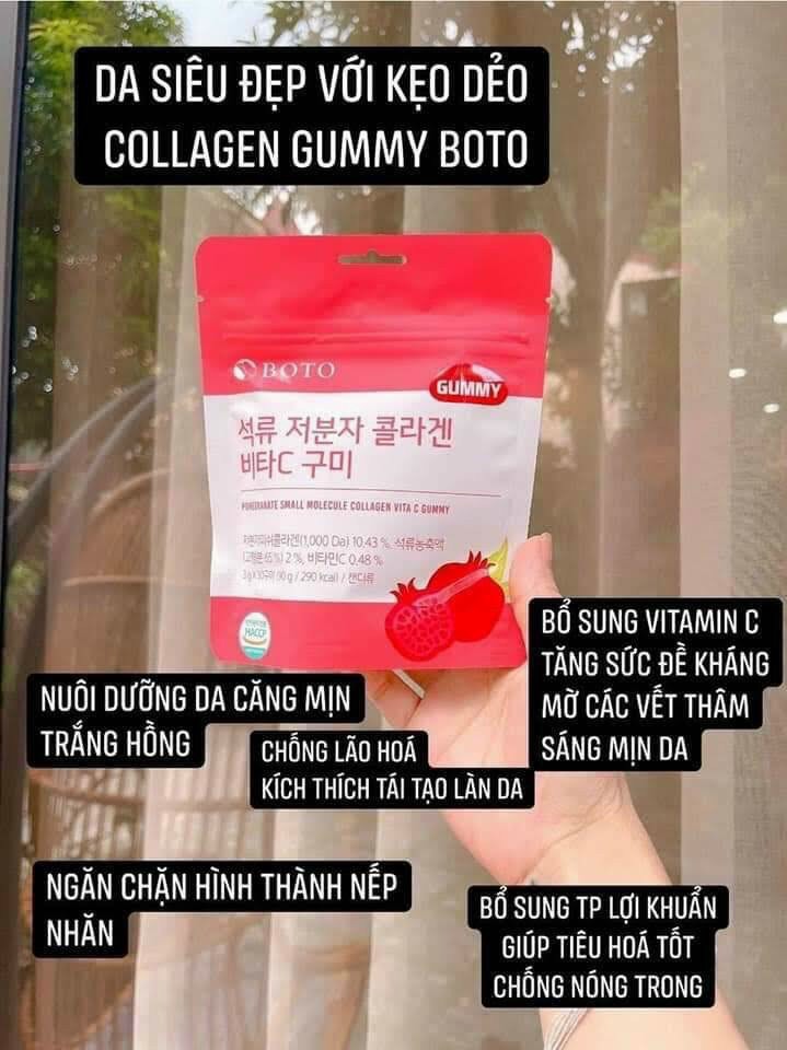 Kẹo Collagen Lựu Boto - Kẹo Dẻo Gummy Collagen Vitamin C Hàn Quốc 30 Viên