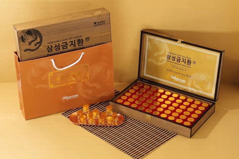 An Cung Ngưu Hoàng Hoàn Samsung Hộp Gỗ 60 Viên Hàn Quốc